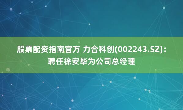 股票配资指南官方 力合科创(002243.SZ)：聘任徐安毕为公司总经理